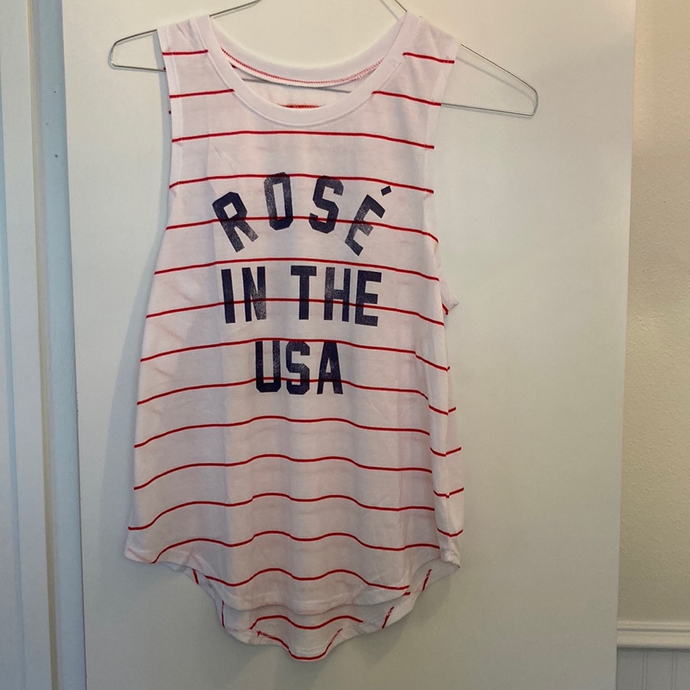 GRAYSON THREADS RED WHITE & BLUE TANK TOP! “ ROSE IN THE USA” 🇺🇸